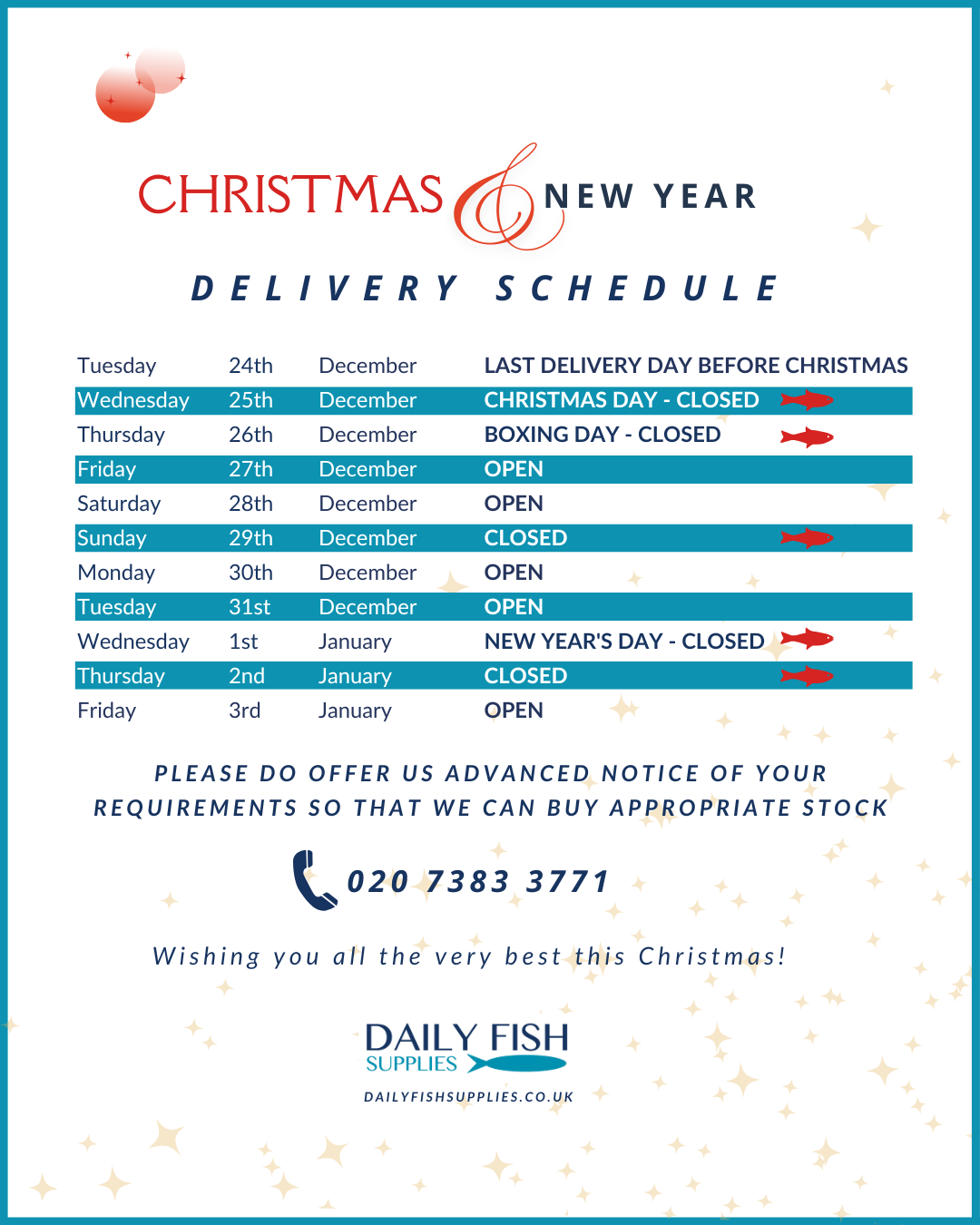 Delivery schedule